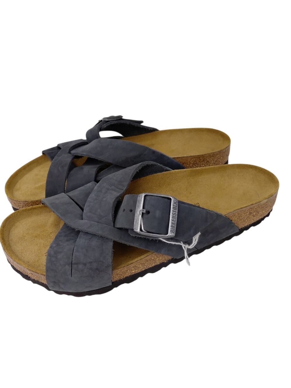 Birkenstock Lugano Black Oiled Leather Sandals Mens 9 New